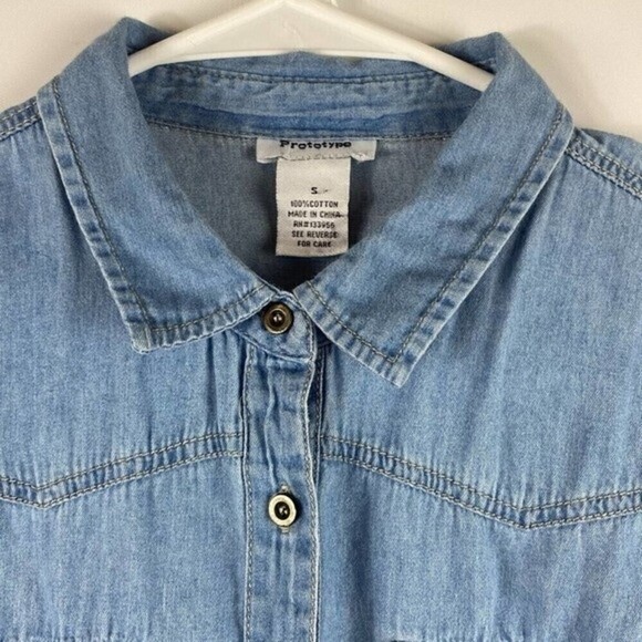 Prototype Button Shirt Womens Small Denim Style Long Sleeve - Picture 2 of 10
